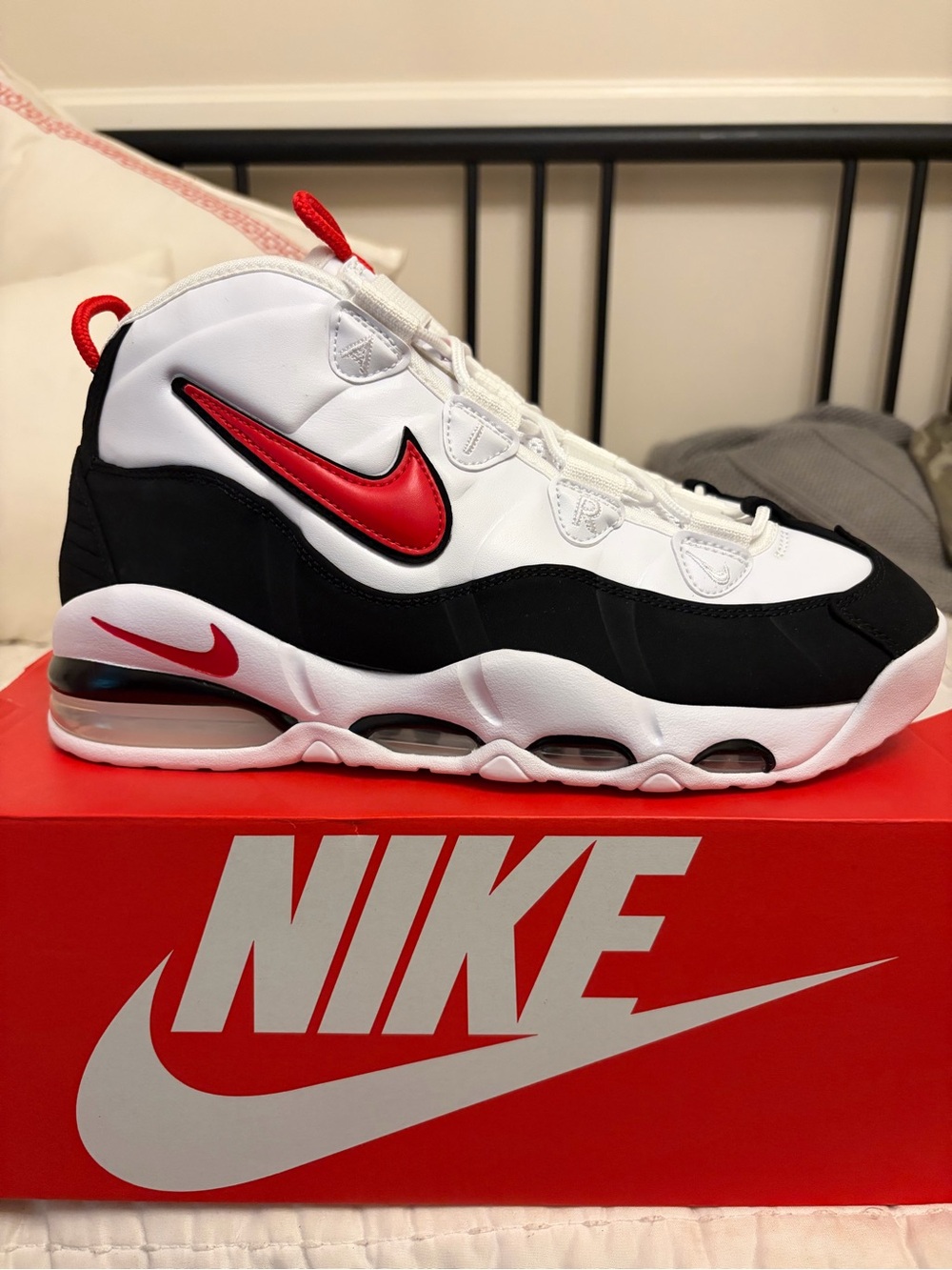 Nike White/Black/Red Air Max Uptempo '95. Size 10.5.